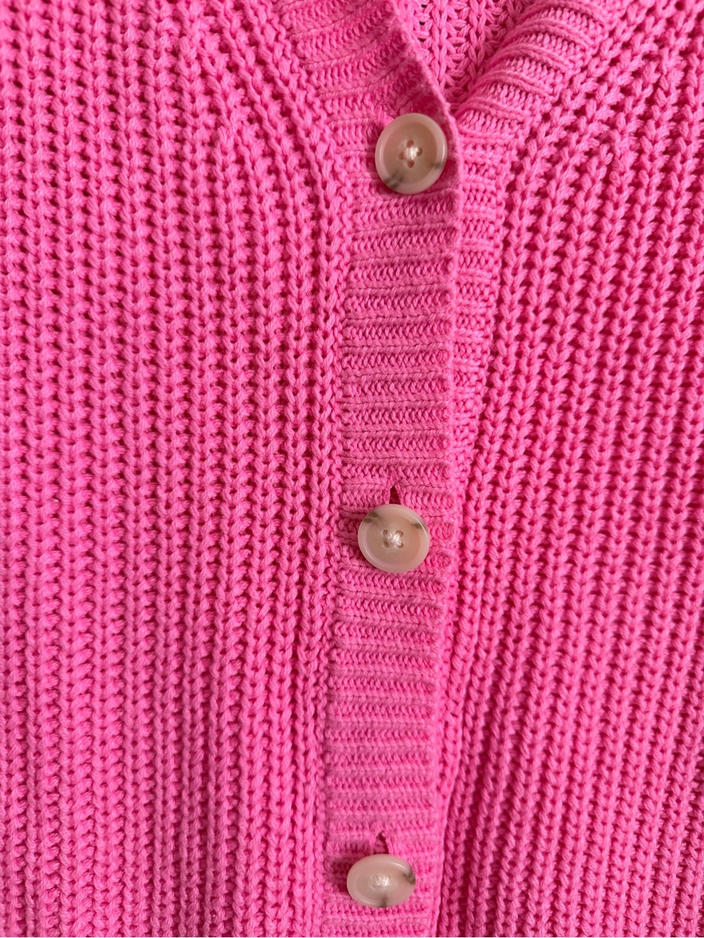 American Eagle Outfitters Bright Pink V-Neck Button-Up Cardigan - Picture 2 of 4